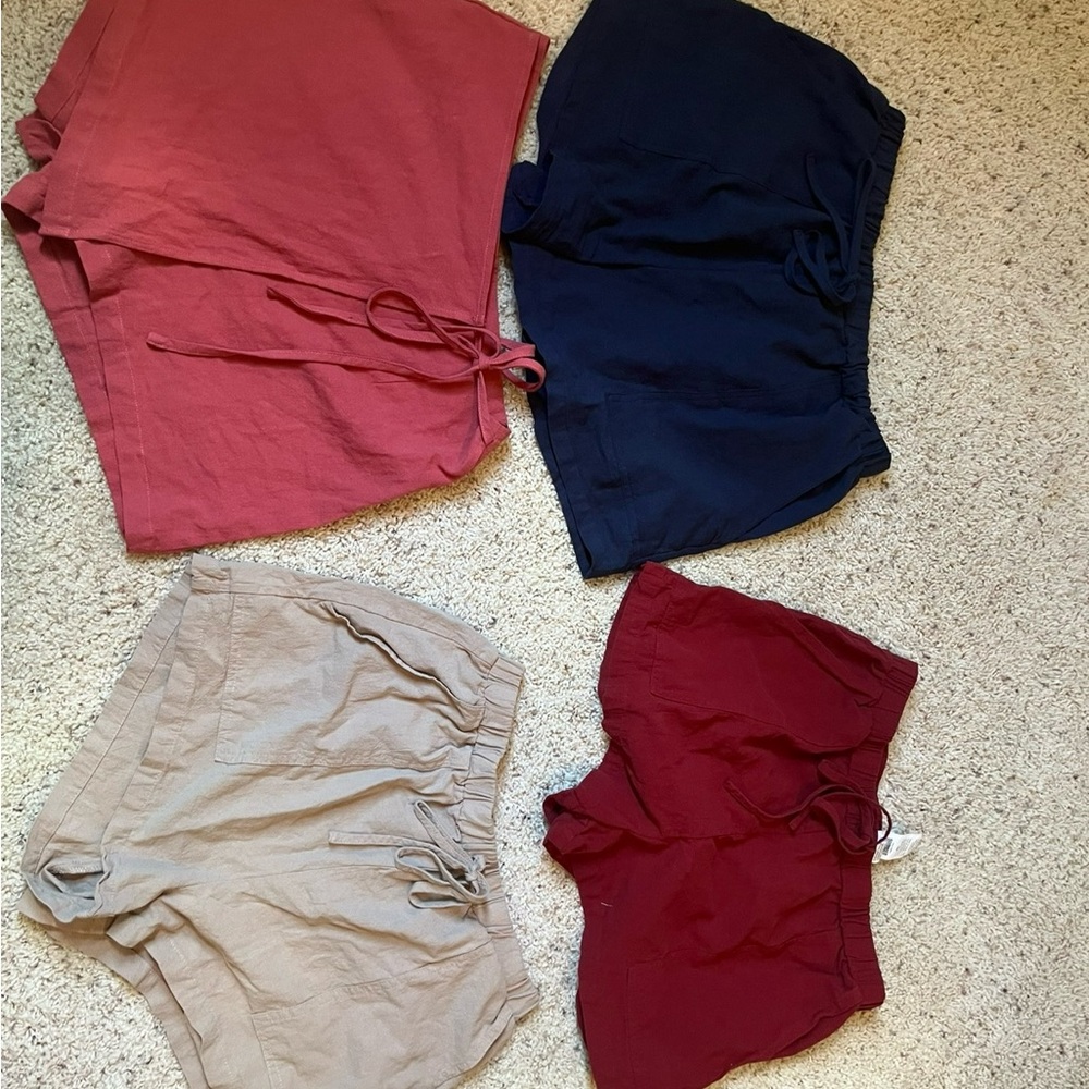 SHEIN Women's Shorts Set - Red, Navy, Beige, Burgundy